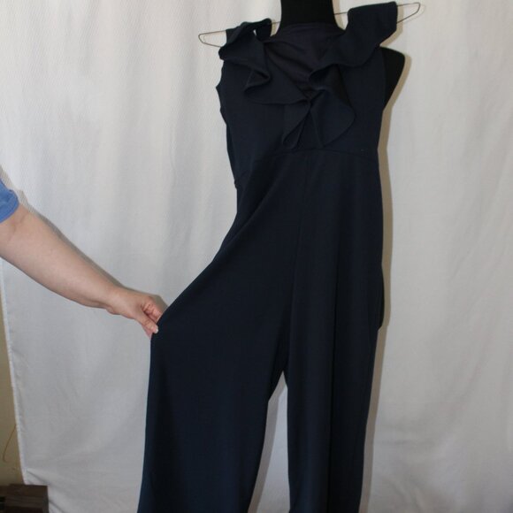 Lulus Pants - Lulu's Blue Jumpsuit Ruffled Romper Cute Classy Size L Pre-Loved